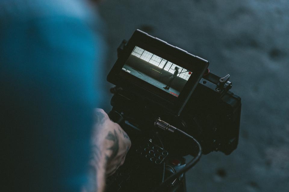 Camera monitor showing a take for the repurposing video article